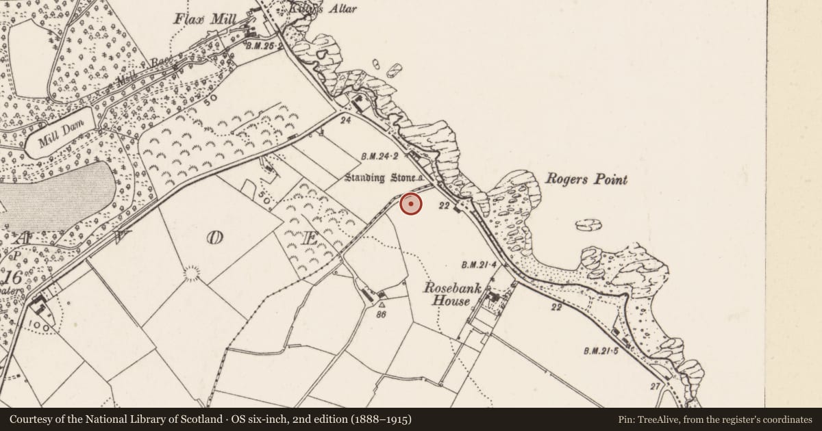 Ordnance Survey six-inch map, 2nd edition (1888–1915) covering the location of 'Stramore Lodge', Portavoe, Ards and North Down, with a pin at the register's coordinates
