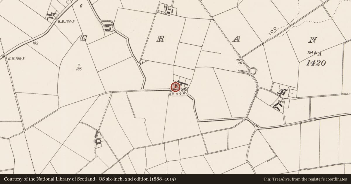 Ordnance Survey six-inch map, 2nd edition (1888–1915) covering the location of The Rookery, Gransha, Ards and North Down, with a pin at the register's coordinates