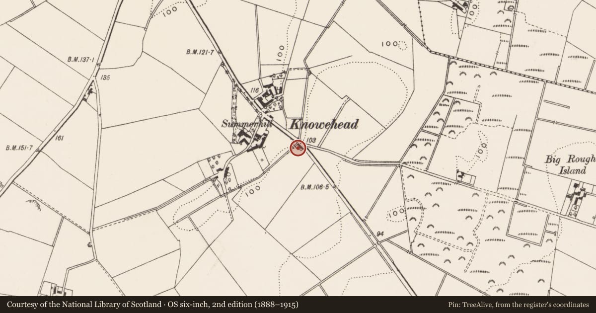 Ordnance Survey six-inch map, 2nd edition (1888–1915) covering the location of 33 Upper Gransha Road, Ards and North Down, with a pin at the register's coordinates