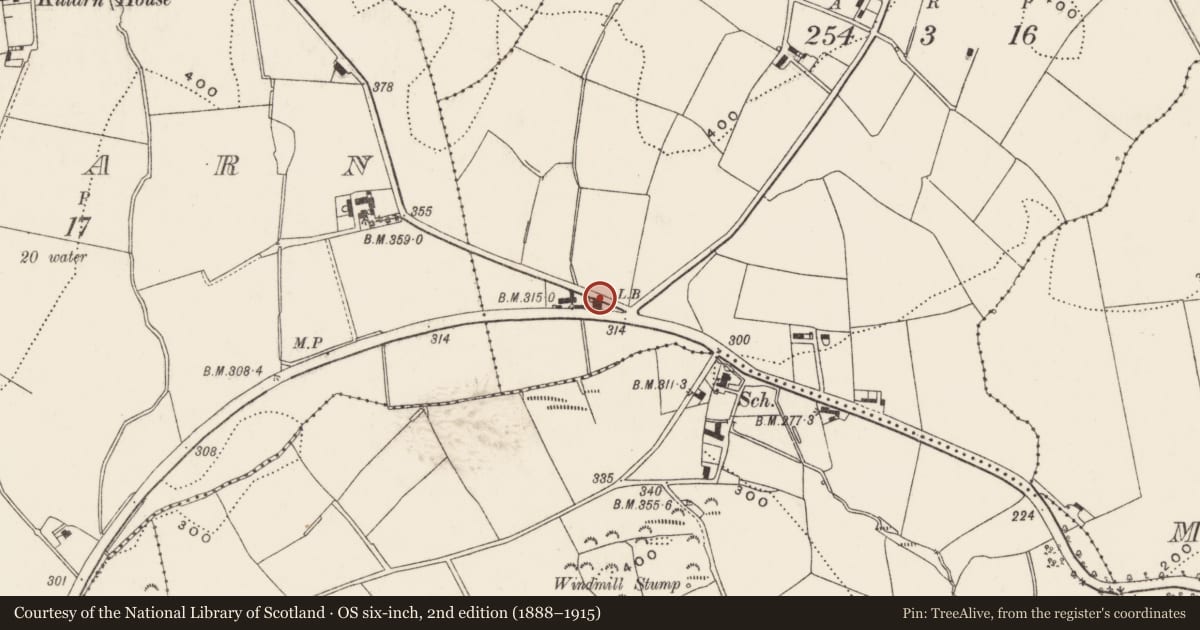 Ordnance Survey six-inch map, 2nd edition (1888–1915) covering the location of 165 Belfast Road, Ballybarnes, Ards and North Down, with a pin at the register's coordinates