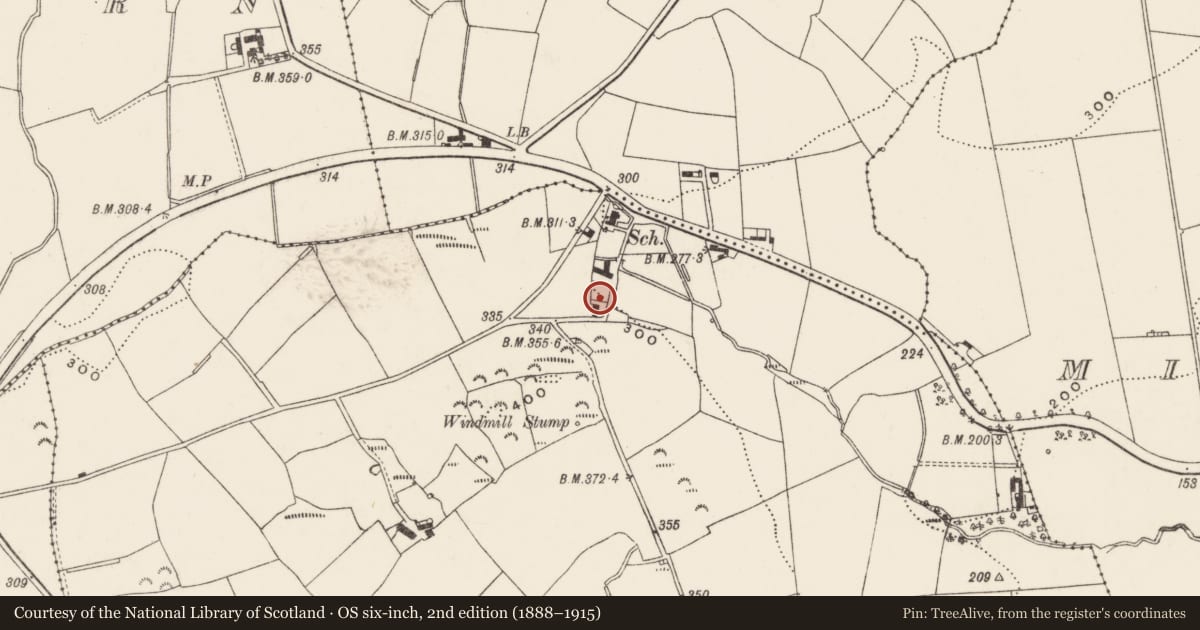 Ordnance Survey six-inch map, 2nd edition (1888–1915) covering the location of [Derelict] Cottage, Ballyrogan, Ards and North Down, with a pin at the register's coordinates