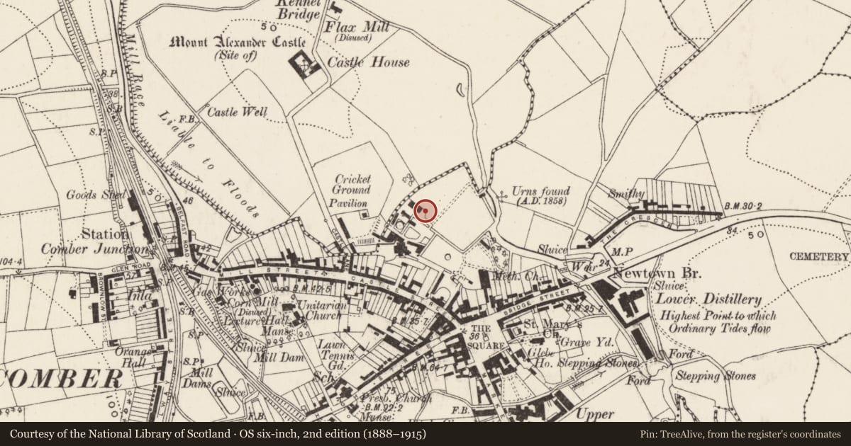 Ordnance Survey six-inch map, 2nd edition (1888–1915) covering the location of Site of former grain store, Town Parks, Ards and North Down, with a pin at the register's coordinates