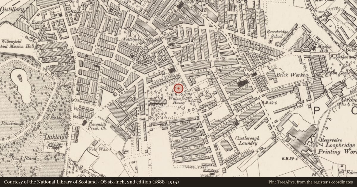 Ordnance Survey six-inch map, 2nd edition (1888–1915) covering the location of Former Police Station, with a pin at the register's coordinates