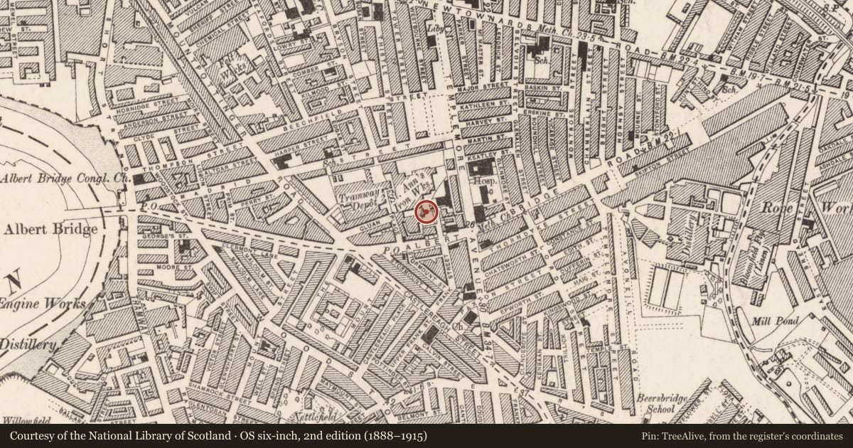 Ordnance Survey six-inch map, 2nd edition (1888–1915) covering the location of Former Telephone Exchange, Belfast, with a pin at the register's coordinates