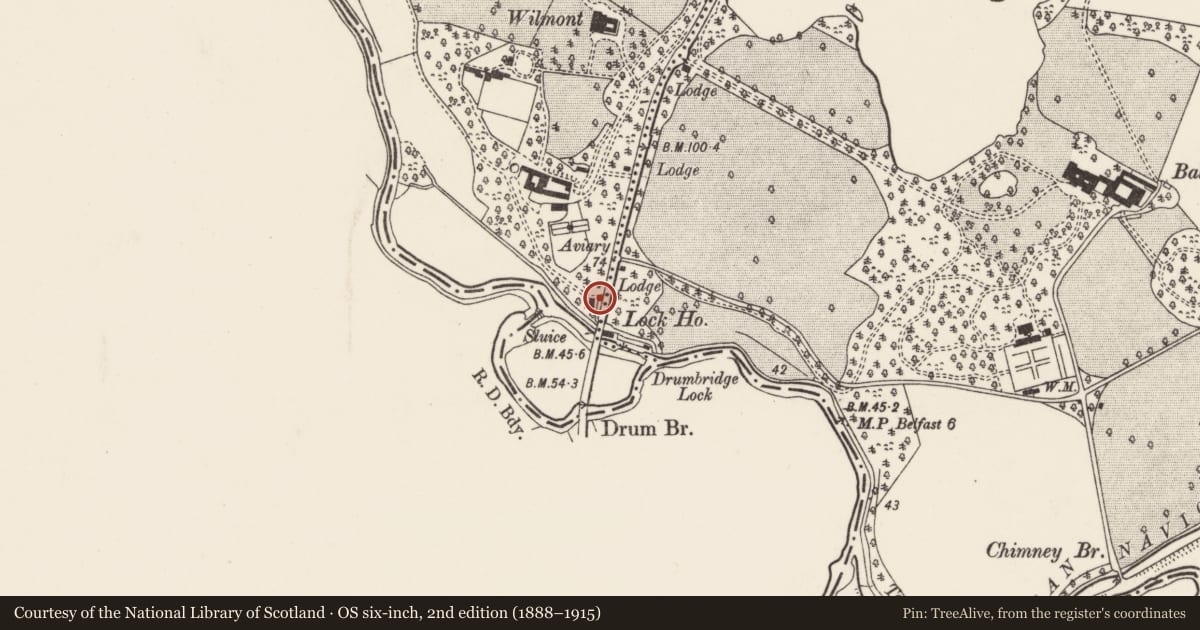 Ordnance Survey six-inch map, 2nd edition (1888–1915) covering the location of Lock-Keeper'S House, Belfast, with a pin at the register's coordinates