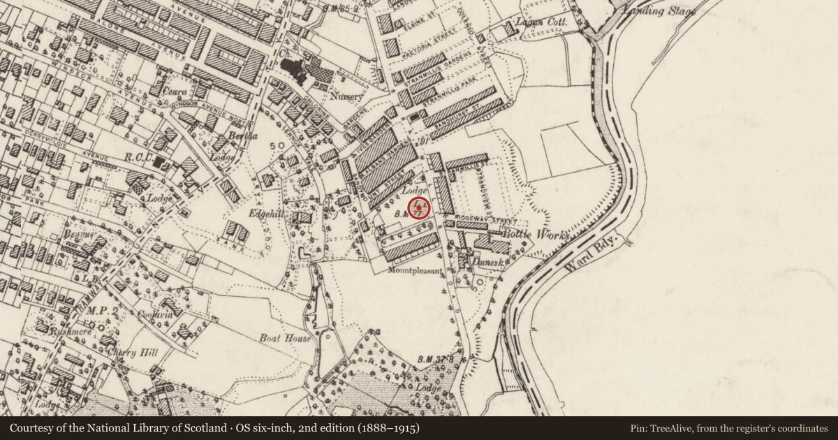 Ordnance Survey six-inch map, 2nd edition (1888–1915) covering the location of ST.BARTHOLOMEW'S C OF I CHURCH, Belfast, with a pin at the register's coordinates