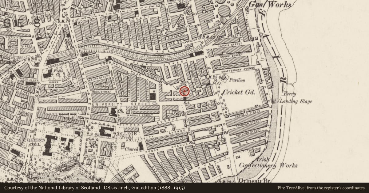 Ordnance Survey six-inch map, 2nd edition (1888–1915) covering the location of Shed to rear of All Saints School off University Street Belfast BT7 1PW ** See General Comments **, Malone Lower, Belfast, with a pin at the register's coordinates