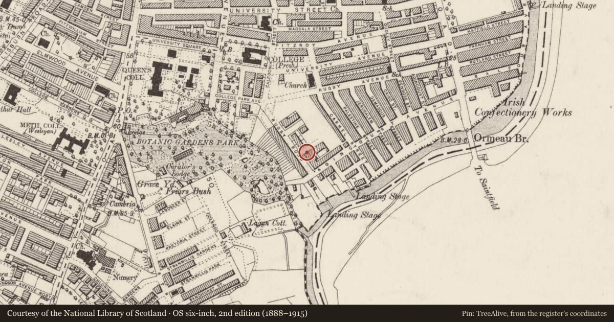 Ordnance Survey six-inch map, 2nd edition (1888–1915) covering the location of 66 Rugby Road Belfast BT7 1PT ** See General Comments **, Malone Lower, Belfast, with a pin at the register's coordinates