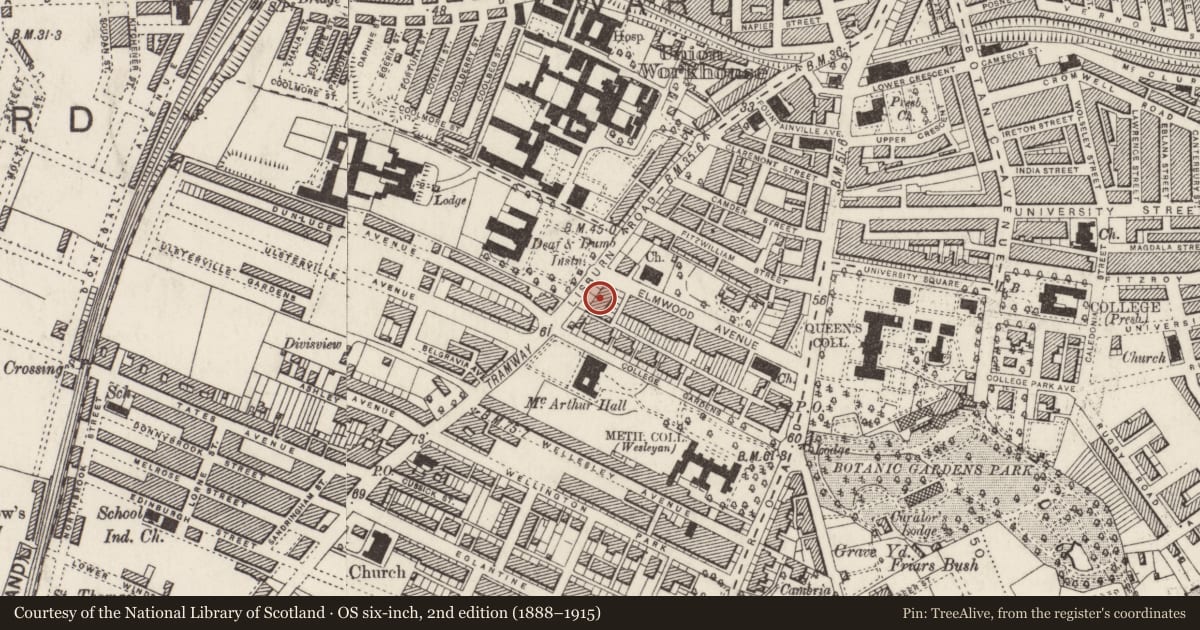 Ordnance Survey six-inch map, 2nd edition (1888–1915) covering the location of 90-102 Lisburn Road Belfast BT9 6AG ** See General Comments **, Malone Lower, Belfast, with a pin at the register's coordinates