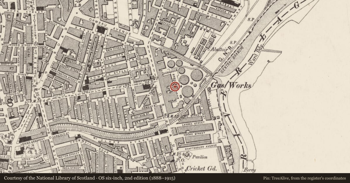 Ordnance Survey six-inch map, 2nd edition (1888–1915) covering the location of Meter House, Malone Lower, Belfast, with a pin at the register's coordinates