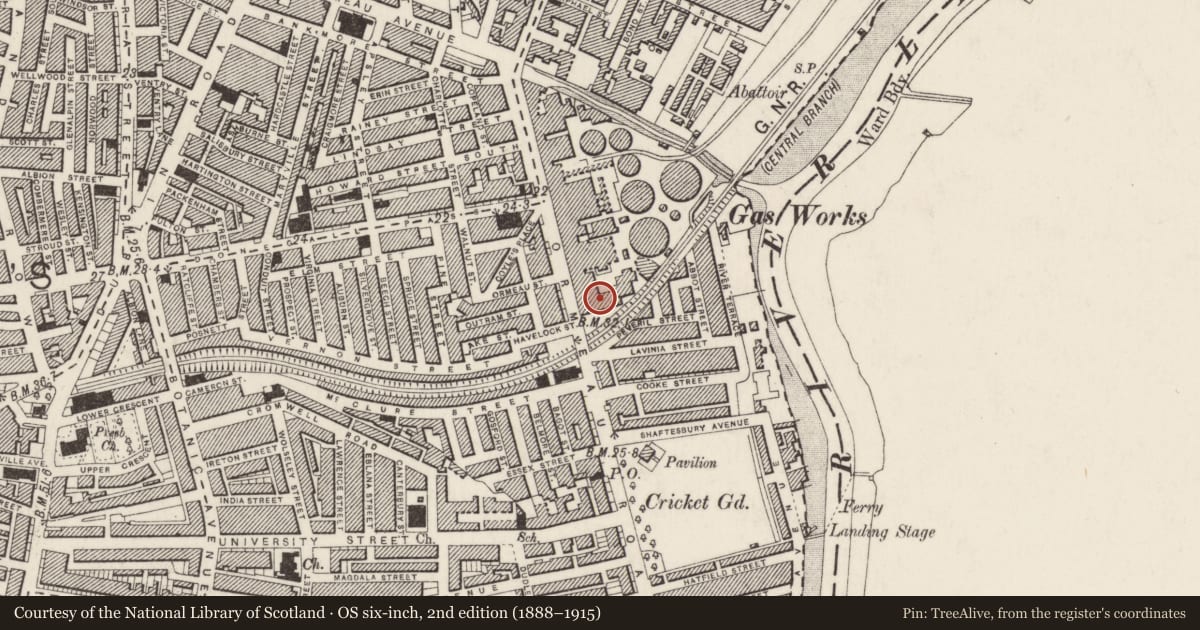Ordnance Survey six-inch map, 2nd edition (1888–1915) covering the location of Klondyke Building, Malone Lower, Belfast, with a pin at the register's coordinates