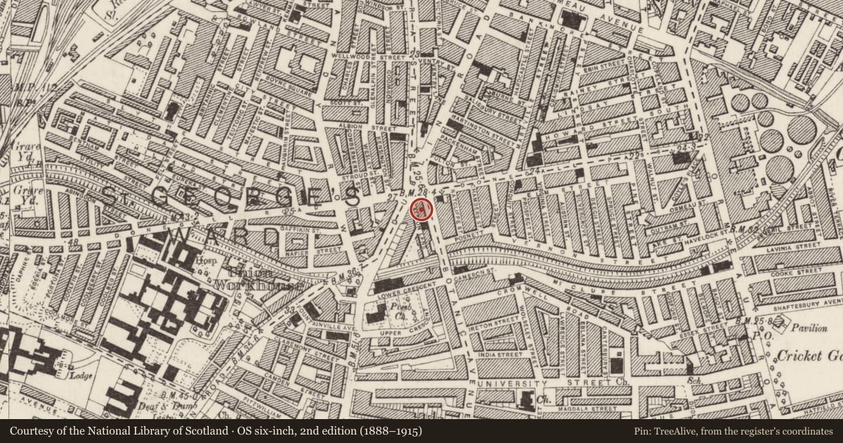 Ordnance Survey six-inch map, 2nd edition (1888–1915) covering the location of Former Belfast Savings Bank, Belfast, with a pin at the register's coordinates