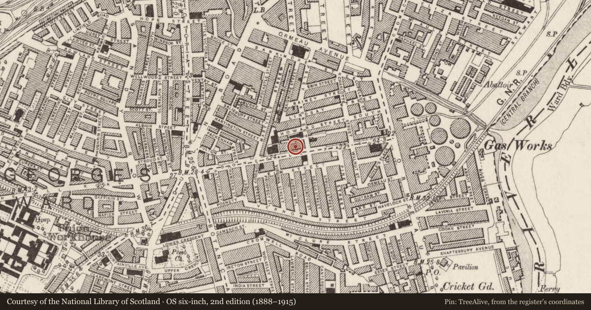Ordnance Survey six-inch map, 2nd edition (1888–1915) covering the location of 70 Donegall Pass, Malone Lower, Belfast, with a pin at the register's coordinates