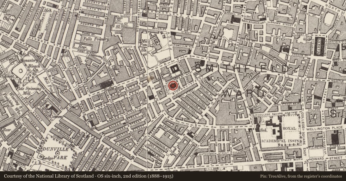Ordnance Survey six-inch map, 2nd edition (1888–1915) covering the location of St.peter'S Cathedral, Belfast, with a pin at the register's coordinates