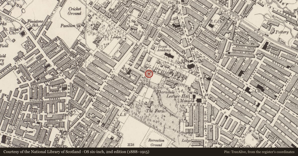 Ordnance Survey six-inch map, 2nd edition (1888–1915) covering the location of Telephone Exchange, Belfast, with a pin at the register's coordinates