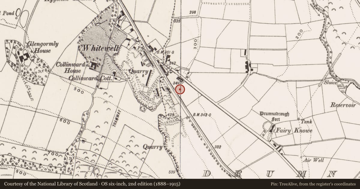 Ordnance Survey six-inch map, 2nd edition (1888–1915) covering the location of 85-91 Antrim Road, Belfast, with a pin at the register's coordinates