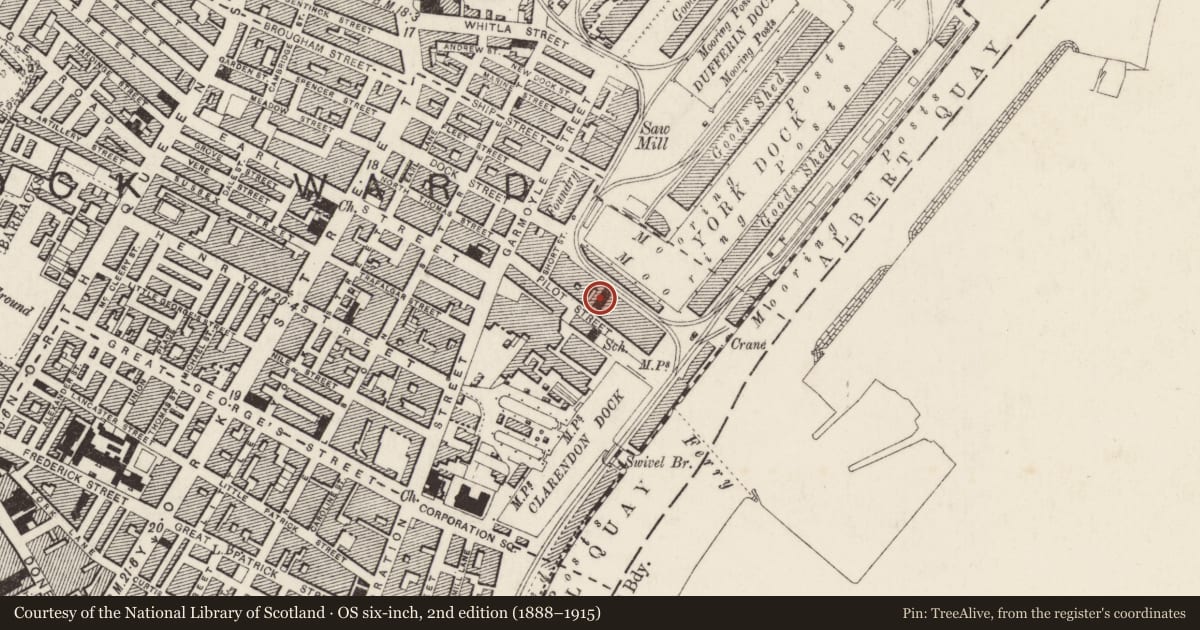 Ordnance Survey six-inch map, 2nd edition (1888–1915) covering the location of St Joseph's RC Church, Belfast Town Parks, Belfast, with a pin at the register's coordinates
