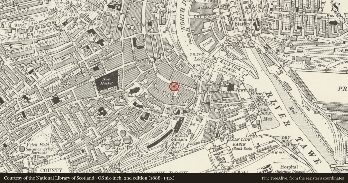 Ordnance Survey six-inch map, 2nd edition (1888–1913) covering the location of National Westminster Bank, Castle, Swansea, with a pin at the register's coordinates