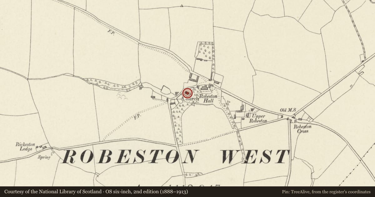 Ordnance Survey six-inch map, 2nd edition (1888–1913) covering the location of Church of Saint Andrew, Walwyn's Castle, Pembrokeshire, with a pin at the register's coordinates