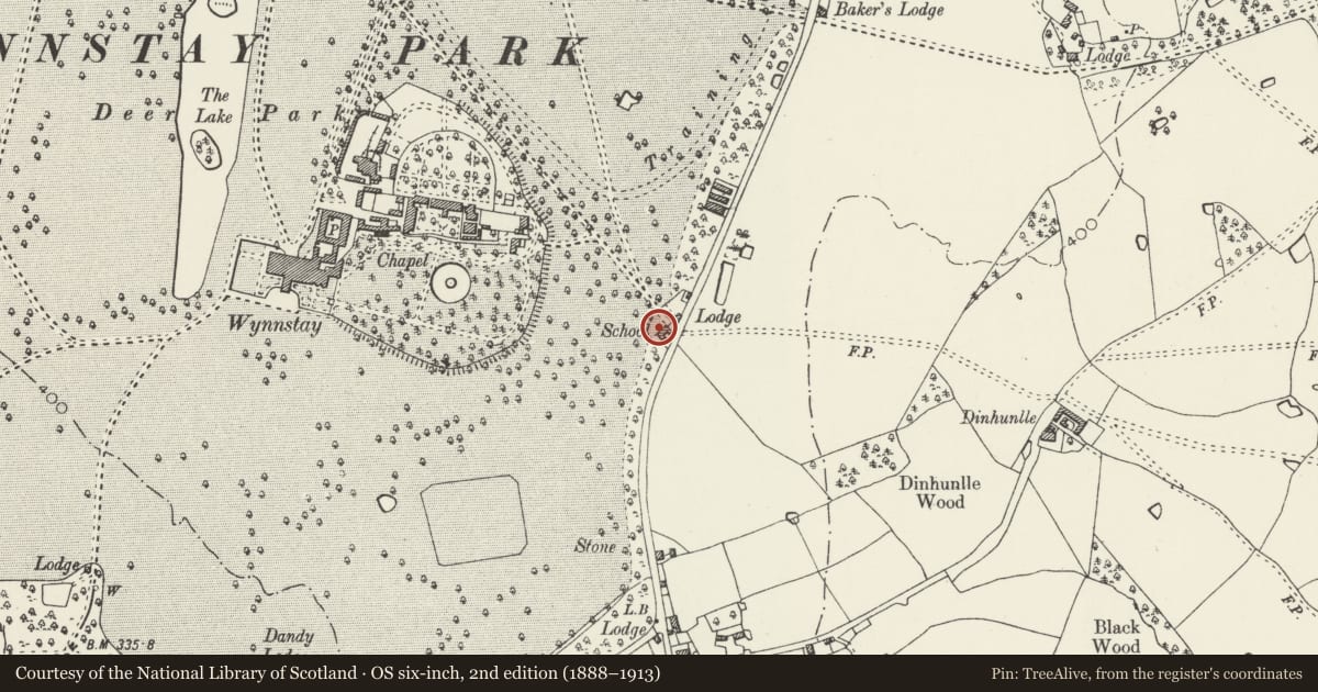 Ordnance Survey six-inch map, 2nd edition (1888–1913) covering the location of House attached to School Room, Ruabon, Wrexham, with a pin at the register's coordinates