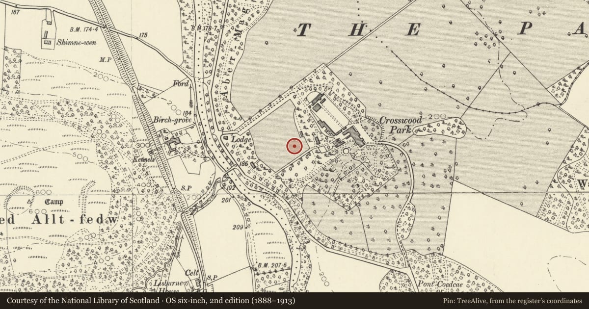 Ordnance Survey six-inch map, 2nd edition (1888–1913) covering the location of The Old Dairy, Trawsgoed, Ceredigion, with a pin at the register's coordinates