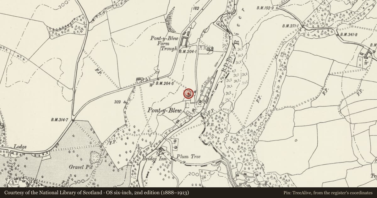 Ordnance Survey six-inch map, 2nd edition (1888–1913) covering the location of The Forge, Chirk, Wrexham, with a pin at the register's coordinates