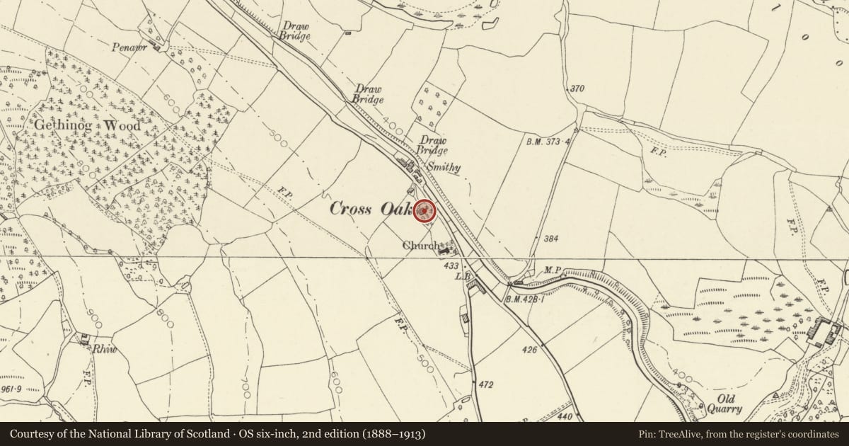 Ordnance Survey six-inch map, 2nd edition (1888–1913) covering the location of Greenhill, Talybont-on-Usk, Powys, with a pin at the register's coordinates