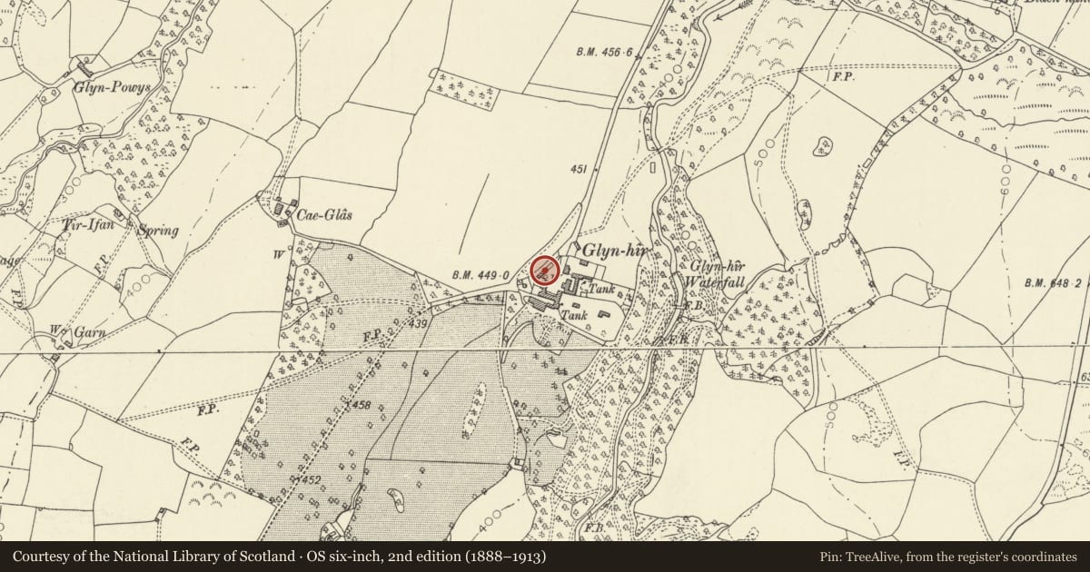 Ordnance Survey six-inch map, 2nd edition (1888–1913) covering the location of Glynhir Pigsties, Llandybie, Carmarthenshire, with a pin at the register's coordinates
