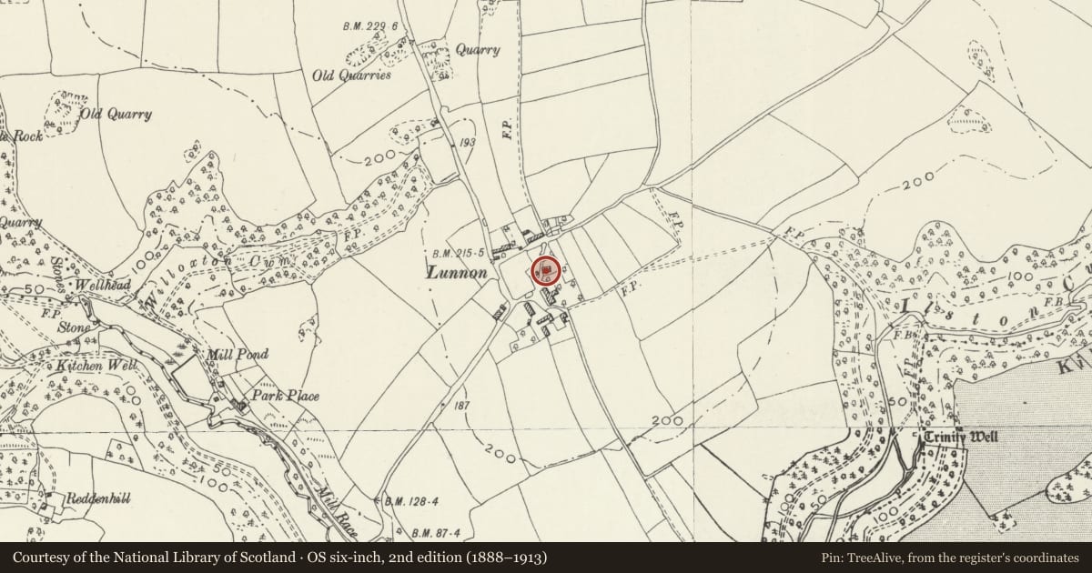 Ordnance Survey six-inch map, 2nd edition (1888–1913) covering the location of Big House Farmhouse, Ilston, Swansea, with a pin at the register's coordinates