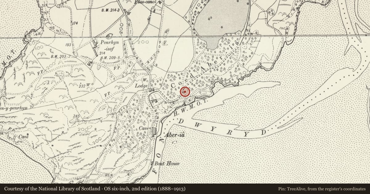 Ordnance Survey six-inch map, 2nd edition (1888–1913) covering the location of Cliff House Including Annex, Penrhyndeudraeth, Gwynedd, with a pin at the register's coordinates
