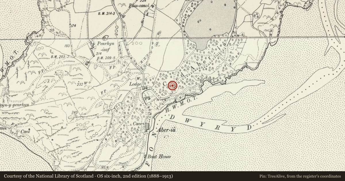 Ordnance Survey six-inch map, 2nd edition (1888–1913) covering the location of Former Tollhouse (Now Public Telephone Kiosk), Penrhyndeudraeth, Gwynedd, with a pin at the register's coordinates