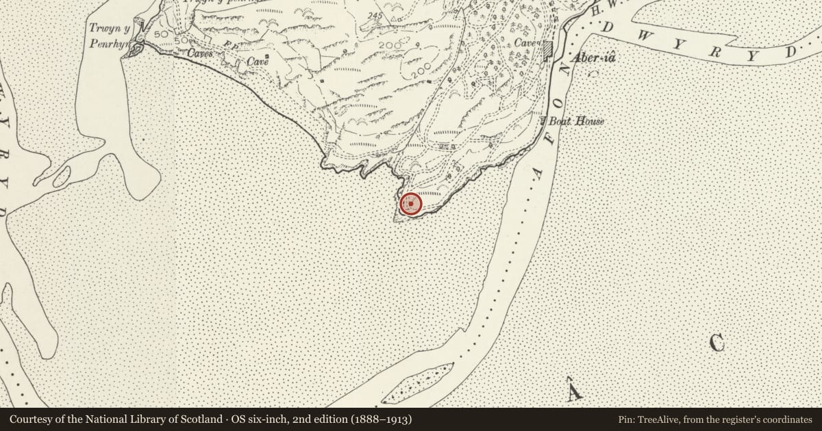 Ordnance Survey six-inch map, 2nd edition (1888–1913) covering the location of The Lighthouse, Penrhyndeudraeth, Gwynedd, with a pin at the register's coordinates