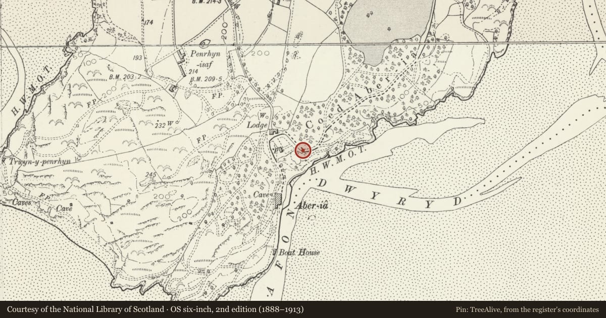 Ordnance Survey six-inch map, 2nd edition (1888–1913) covering the location of Monument in Battery Square, Penrhyndeudraeth, Gwynedd, with a pin at the register's coordinates