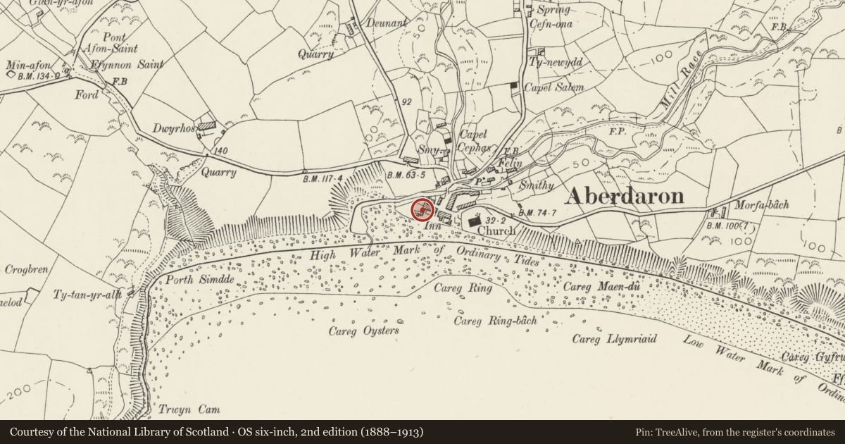 Ordnance Survey six-inch map, 2nd edition (1888–1913) covering the location of Glasfor, Gwynfor & Uwch-y-Don, Aberdaron, Gwynedd, with a pin at the register's coordinates