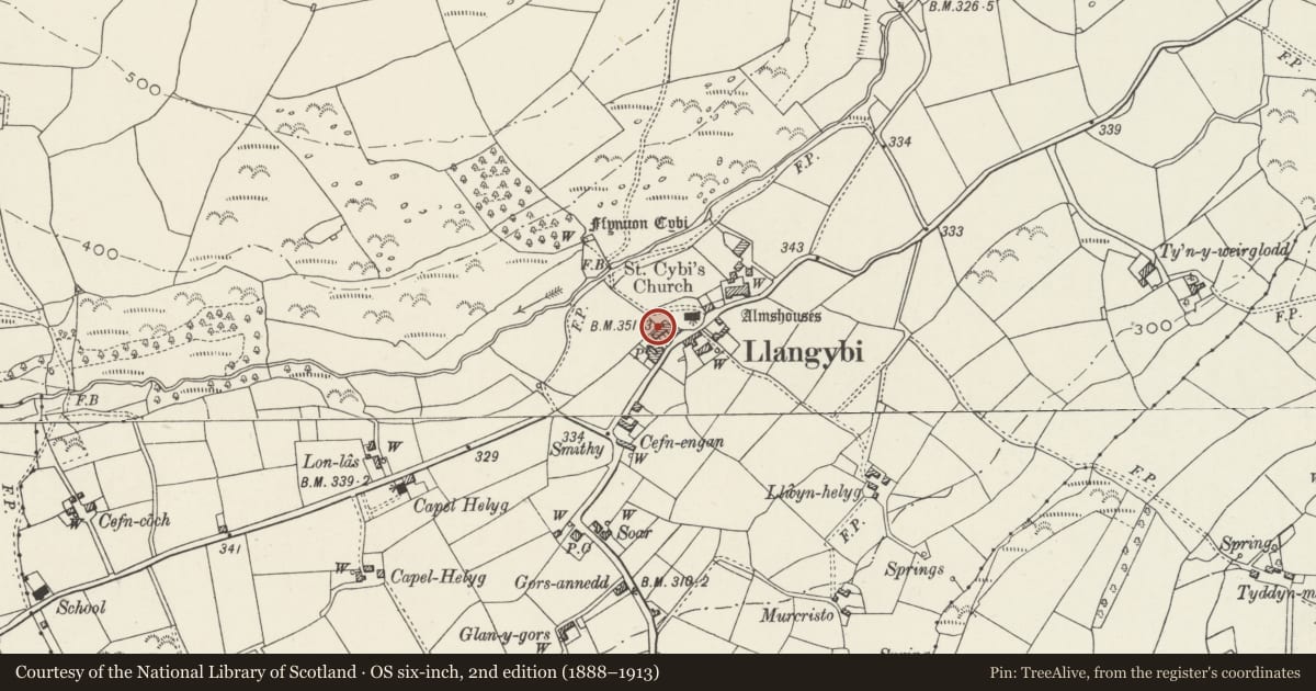 Ordnance Survey six-inch map, 2nd edition (1888–1913) covering the location of Fronheulog, Llanystumdwy, Gwynedd, with a pin at the register's coordinates