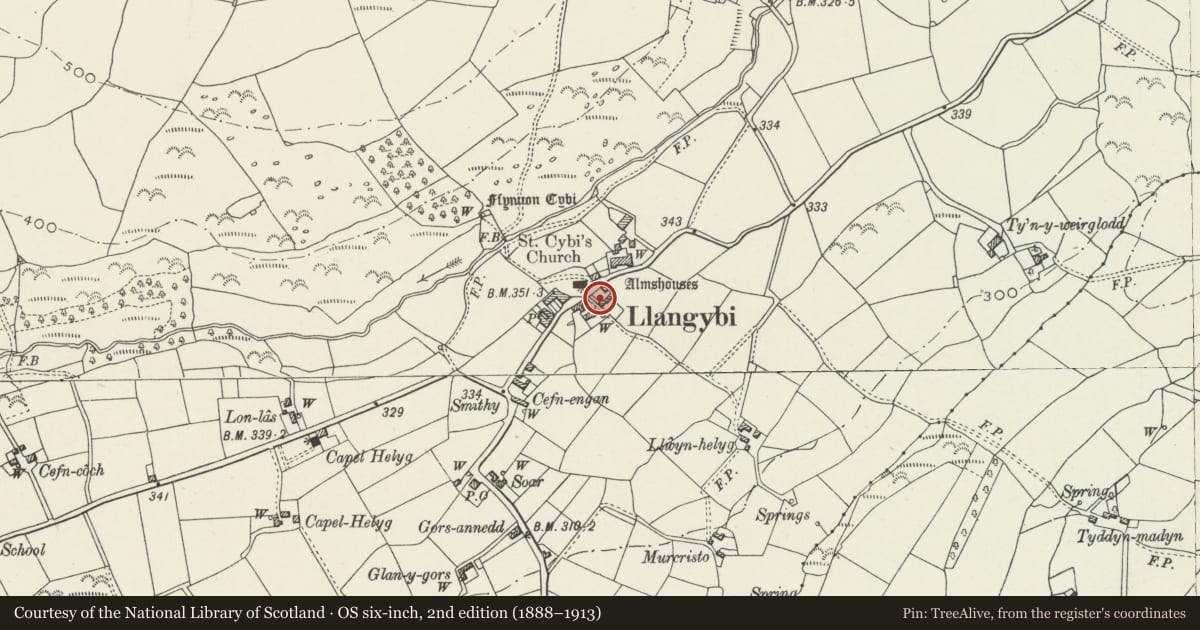 Ordnance Survey six-inch map, 2nd edition (1888–1913) covering the location of Castell, Llanystumdwy, Gwynedd, with a pin at the register's coordinates