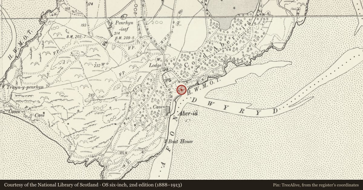 Ordnance Survey six-inch map, 2nd edition (1888–1913) covering the location of Descending Steps From Watch House, Penrhyndeudraeth, Gwynedd, with a pin at the register's coordinates