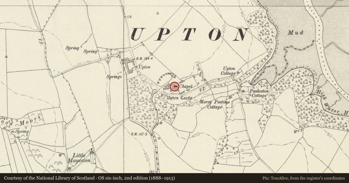 Ordnance Survey six-inch map, 2nd edition (1888–1913) covering the location of Preaching Cross, Cosheston, Pembrokeshire, with a pin at the register's coordinates
