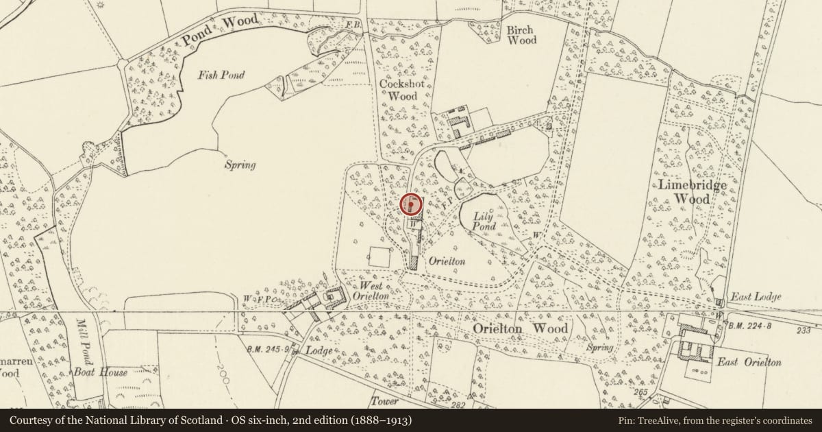 Ordnance Survey six-inch map, 2nd edition (1888–1913) covering the location of Former Stable Court of 2 Ranges to N, Hundleton, Pembrokeshire, with a pin at the register's coordinates