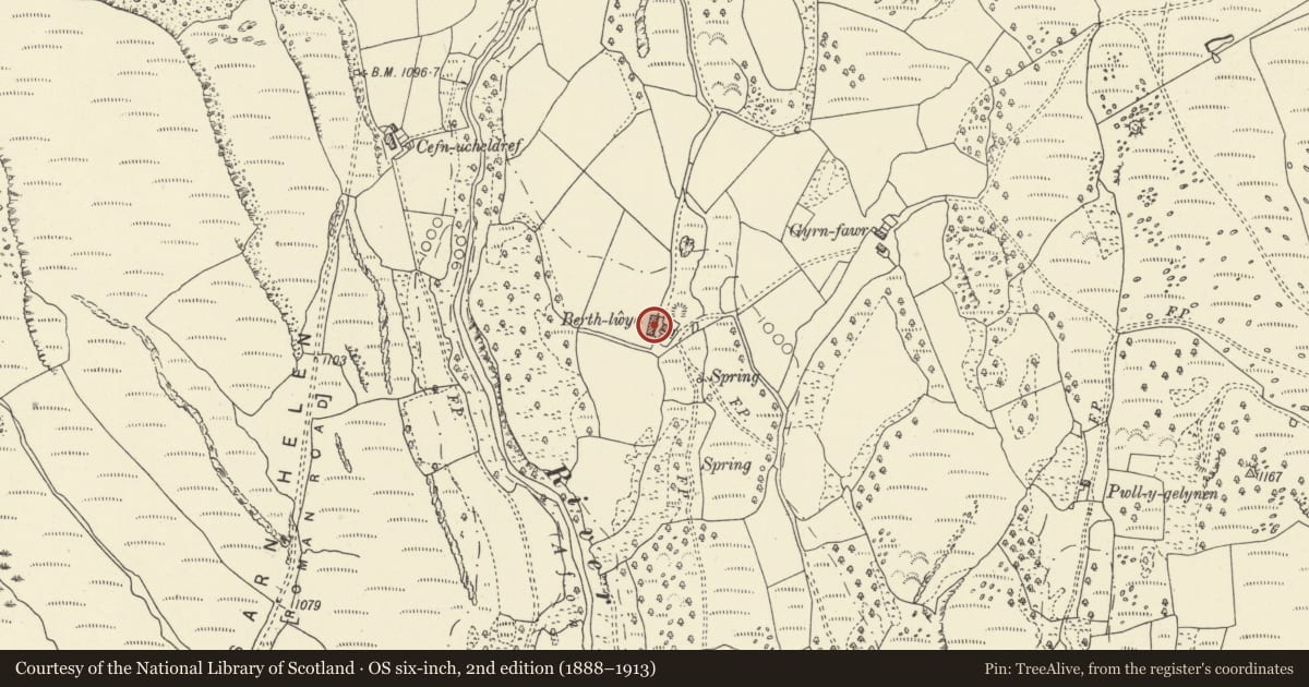 Ordnance Survey six-inch map, 2nd edition (1888–1913) covering the location of Outbuilding at Berthlwyd, Ystradfellte, Powys, with a pin at the register's coordinates