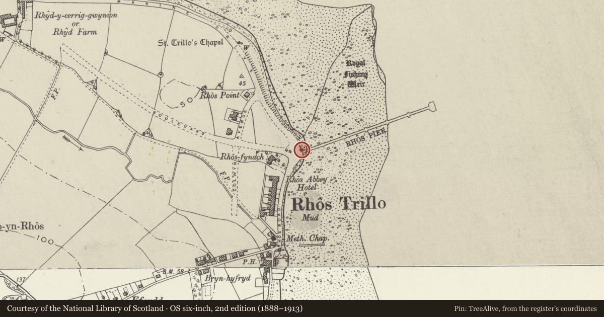 Ordnance Survey six-inch map, 2nd edition (1888–1913) covering the location of Former Pier Entrance Building, Llandrillo-yn-Rhos/Rhos-on-Sea, Conwy, with a pin at the register's coordinates