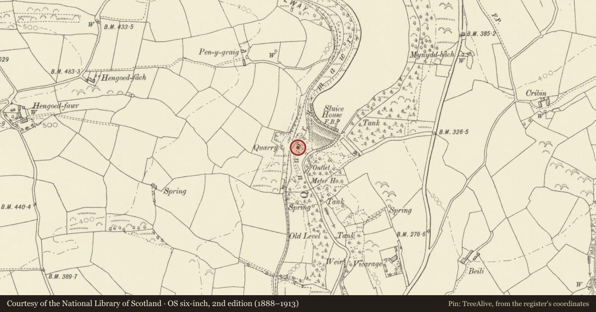 Ordnance Survey six-inch map, 2nd edition (1888–1913) covering the location of Section of former Carmarthenshire Railway, Felinfoel, Llanelli Rural, Carmarthenshire, with a pin at the register's coordinates