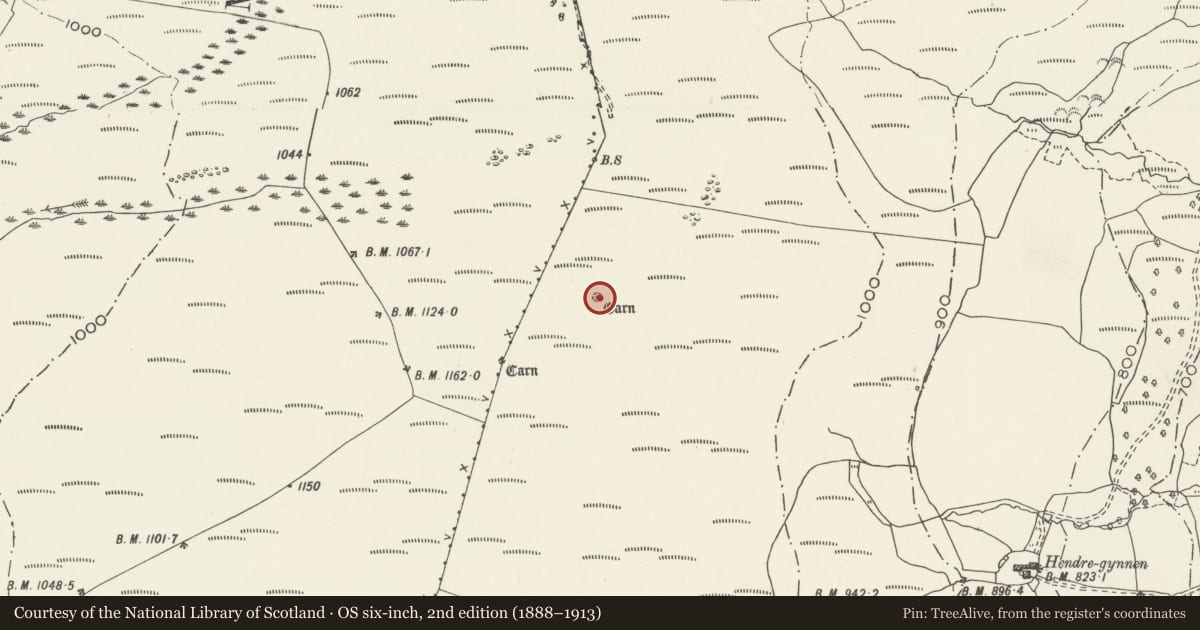 Ordnance Survey six-inch map, 2nd edition (1888–1913) covering the location of Mynydd March Hywel Round Cairn, Crynant, Neath Port Talbot, with a pin at the register's coordinates