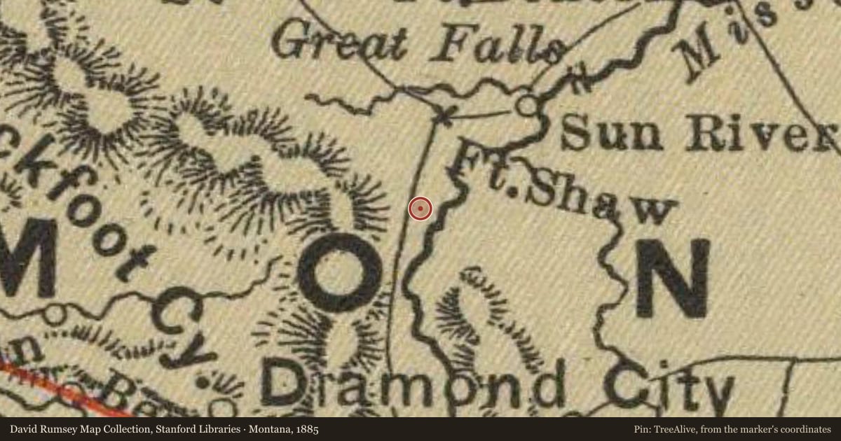 Montana, 1885, covering the location of An American Hero: Michael John MacKinnon, with a pin at the marker's coordinates
