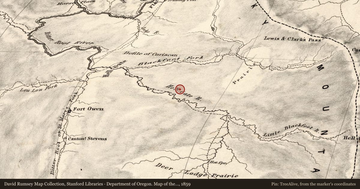Department of Oregon. Map of the state of Oregon and Washington Territory, 1859, covering the location of Brave New World, with a pin at the marker's coordinates