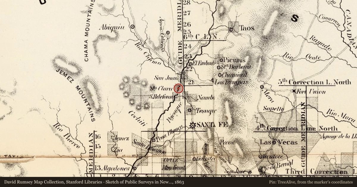 Sketch of Public Surveys in New Mexico 1863, 1863, covering the location of Bond House, The, with a pin at the marker's coordinates