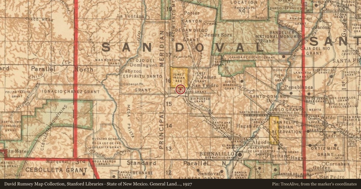 State of New Mexico. General Land Office, 1927, covering the location of Colorado Plateau (2), with a pin at the marker's coordinates