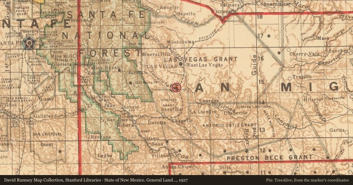 State of New Mexico. General Land Office, 1927, covering the location of Hogbacks, with a pin at the marker's coordinates
