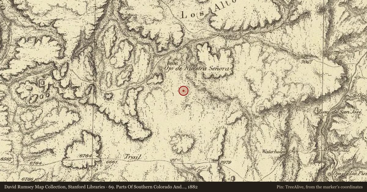 69. Parts Of Southern Colorado And Northern New Mexico, 1882, covering the location of Continental Divide (3), with a pin at the marker's coordinates