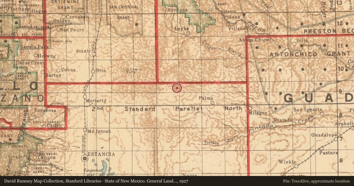 State of New Mexico. General Land Office, 1927, covering the location of Edge of Plains, with a pin at the marker's coordinates